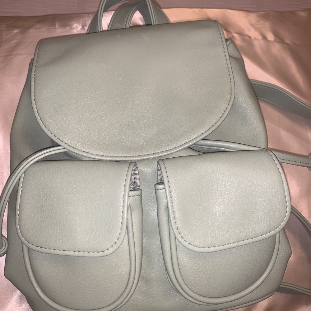 mint green Faux Leather Drawstring Mini Backpack - Picture 2 of 5